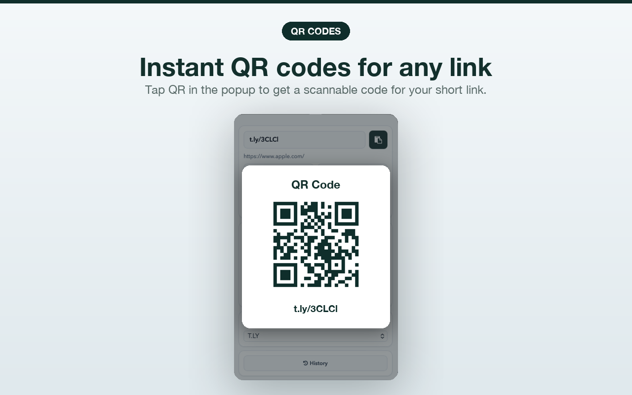 T.LY Safari extension creating an instant QR code
