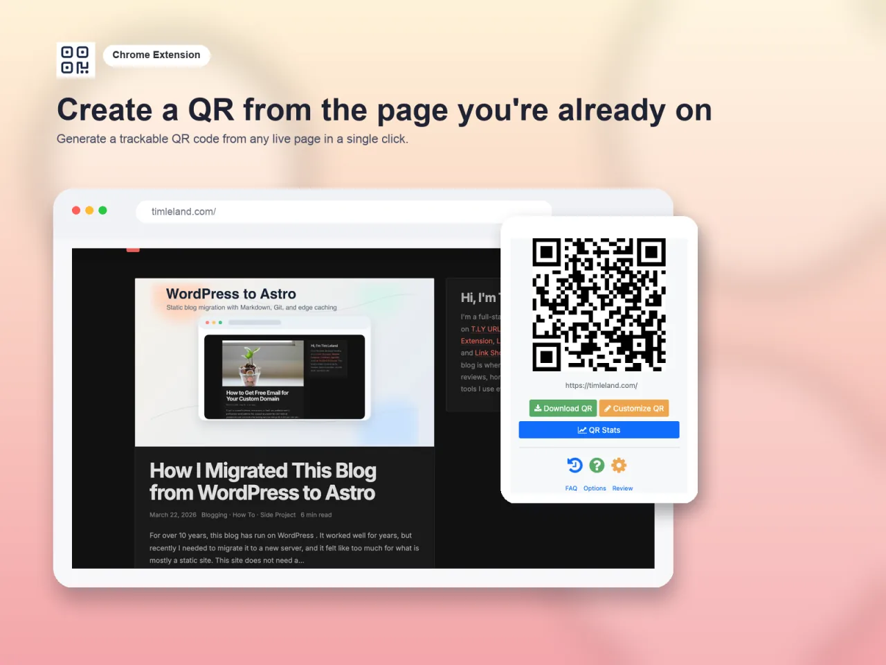 Use the T.LY QR Code Extension to share a launch page with a trackable QR code.