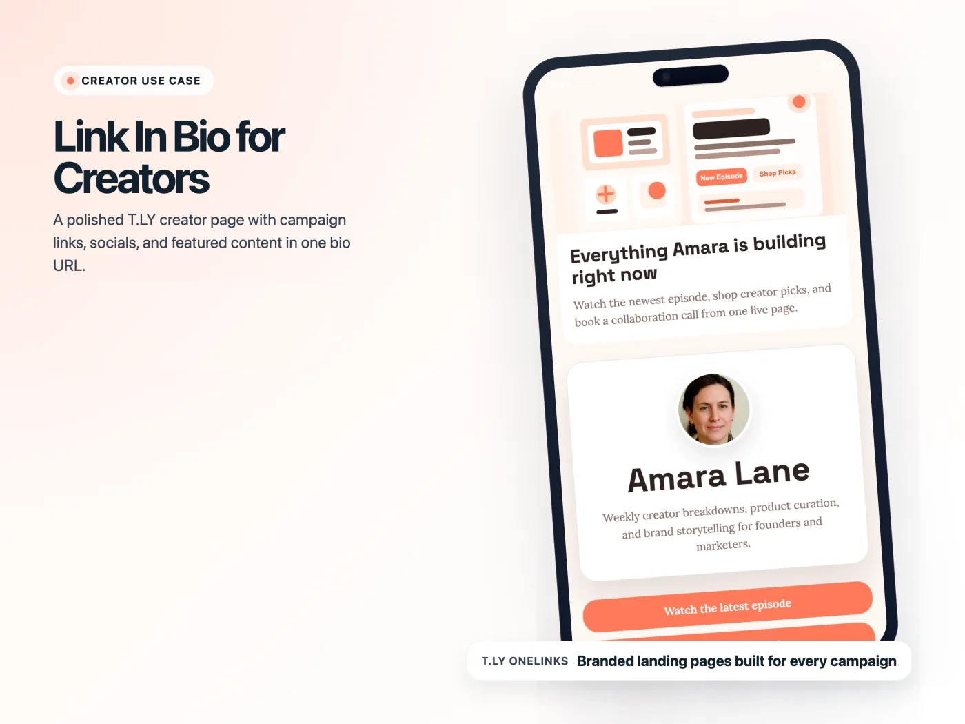 Published T.LY creator OneLink screenshot.