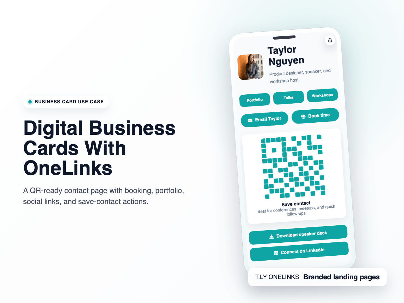 T.LY digital business card OneLink use case preview.