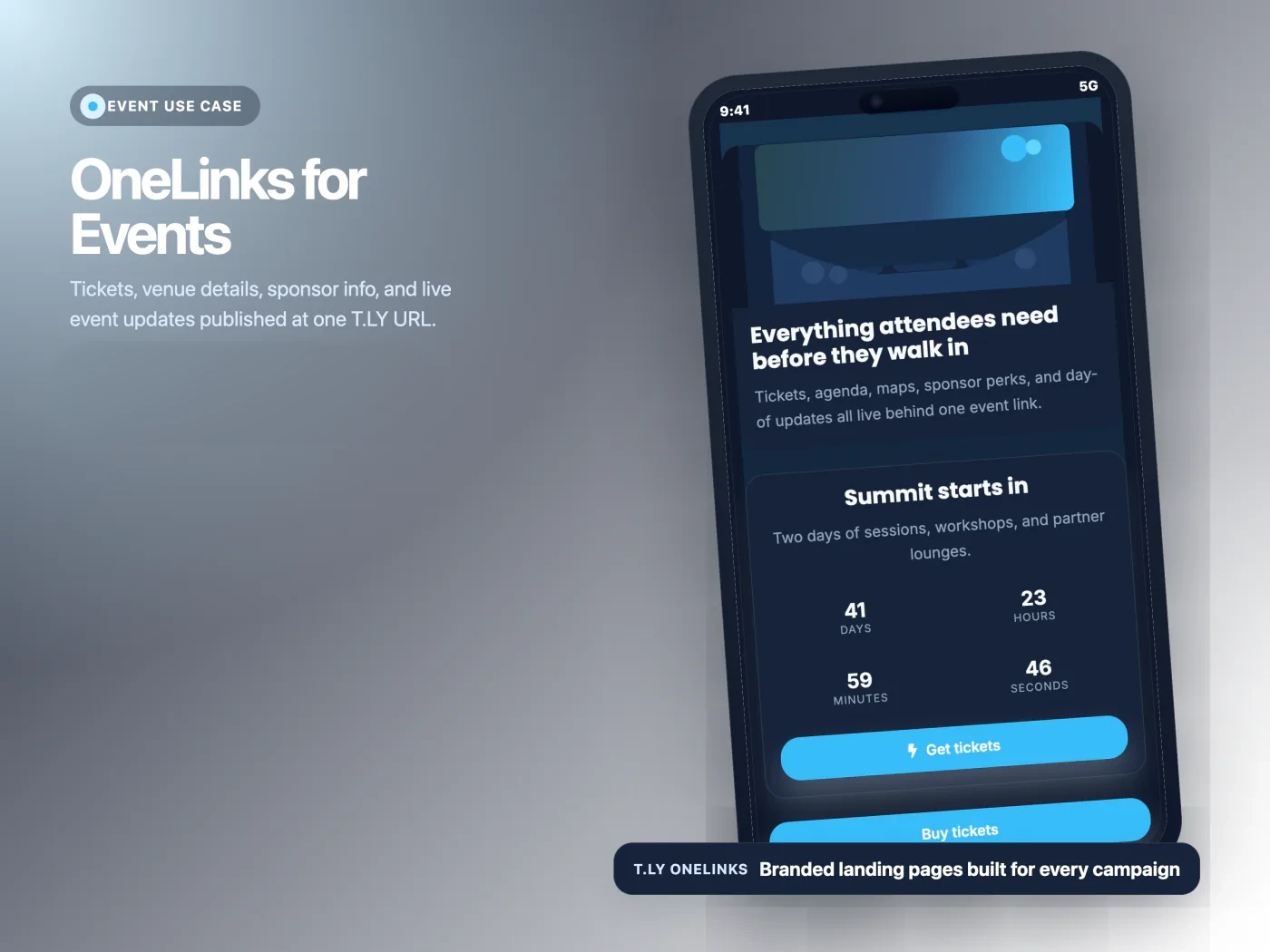 Published T.LY event OneLink screenshot.
