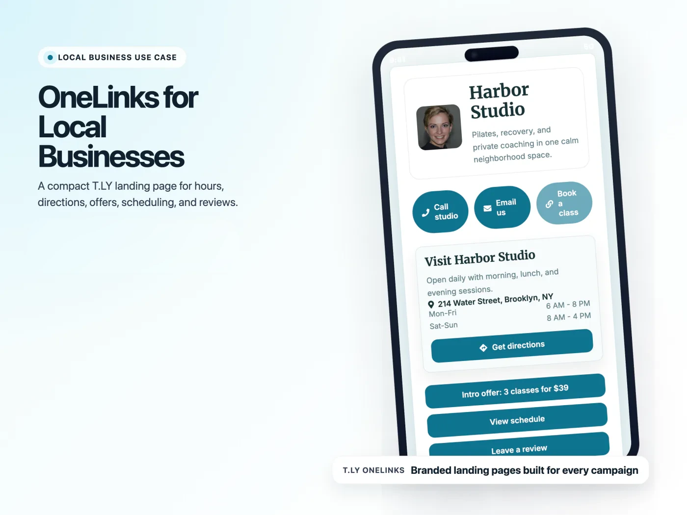 Published T.LY local business OneLink screenshot.