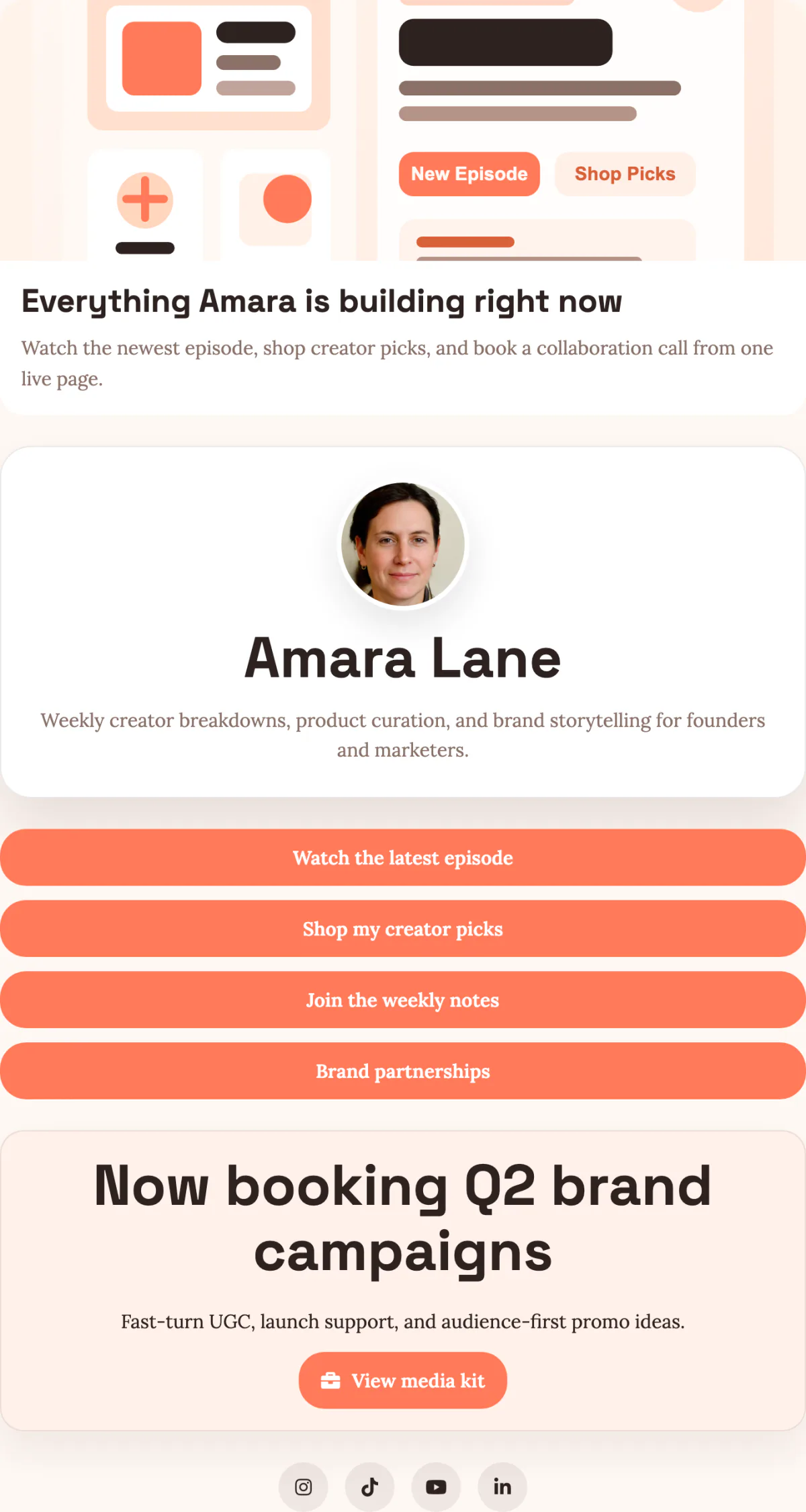 Published T.LY creator OneLink page.