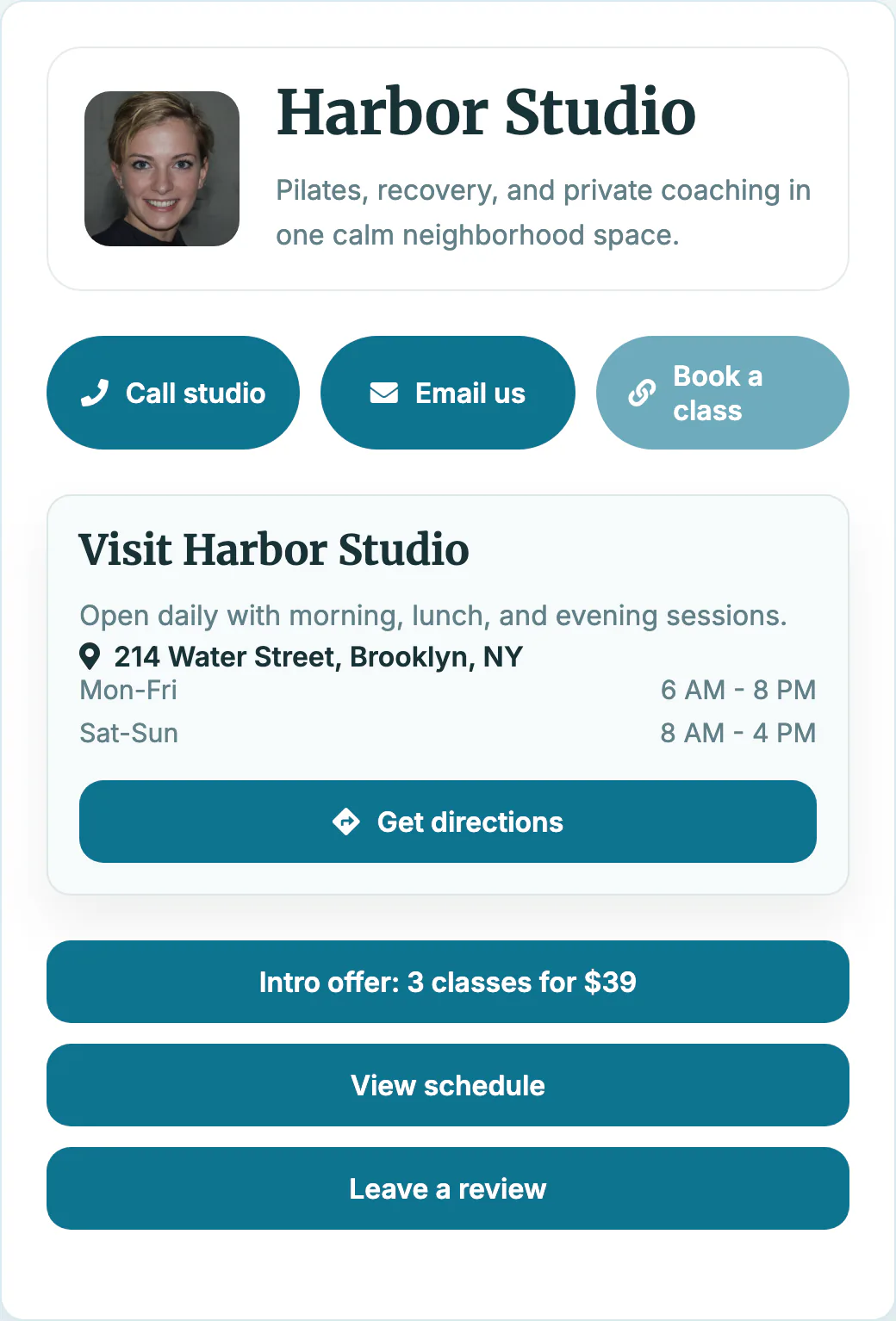 Published T.LY local business OneLink page.