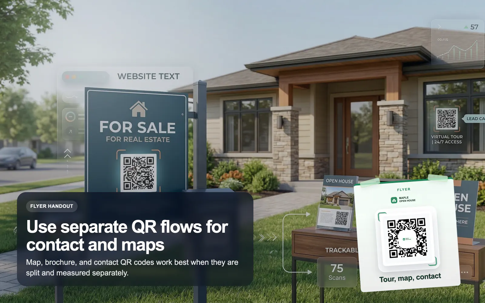 Real estate flyer placement using a T.LY QR code.